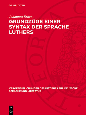 cover image of Grundzüge einer Syntax der Sprache Luthers